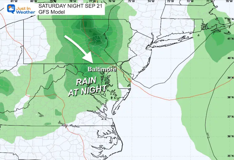 September 19 weather storm forecast Saturday night closer