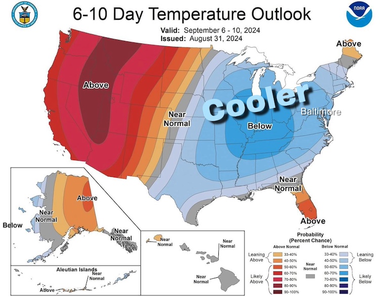 September 2 weather NOAA temperature outlook