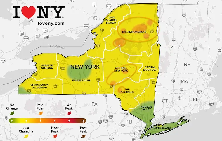 September 20 fall foliage map New York