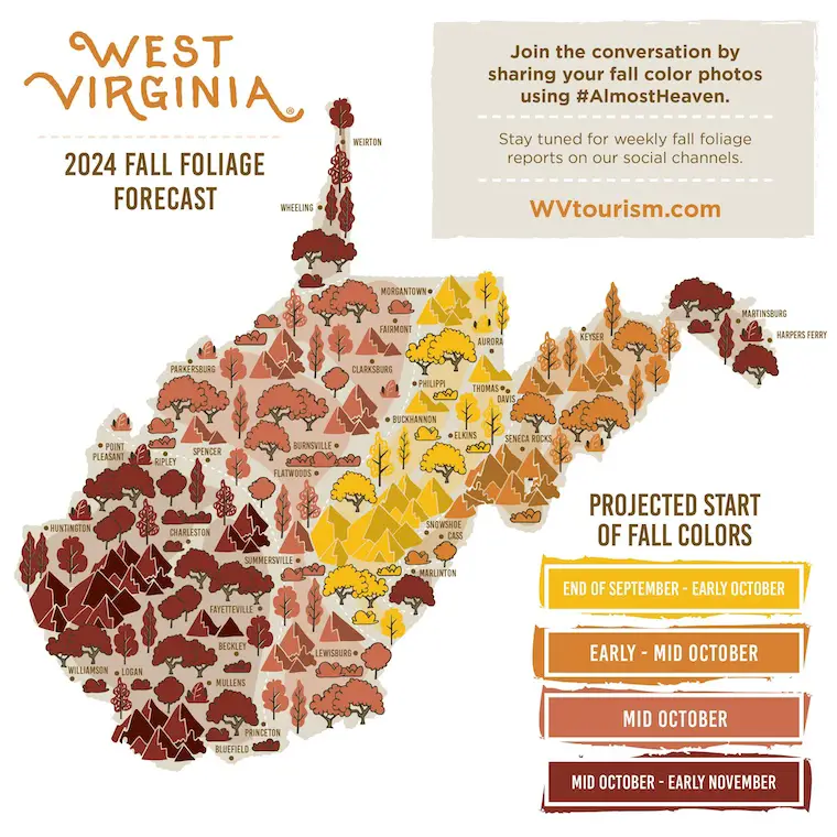 September 20 fall foliage map west virginia