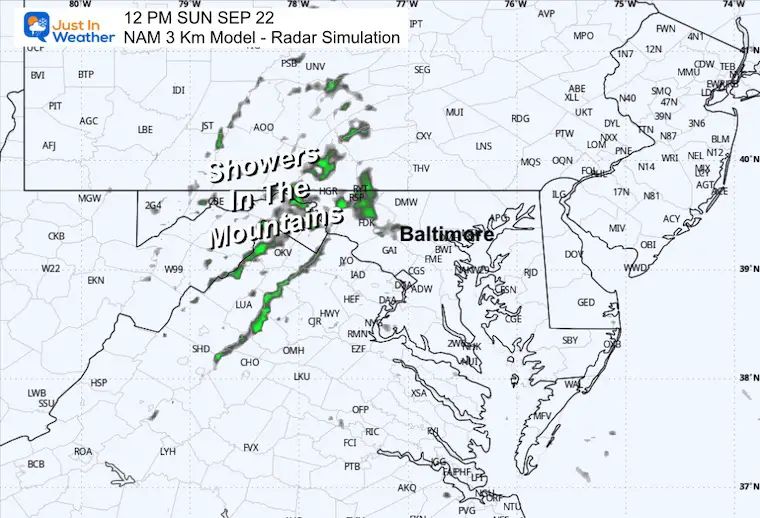 September 21 weather rain radar Sunday noon