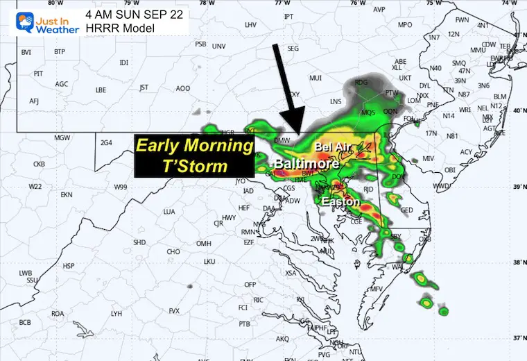 September 21 weather storm radar Sunday 4 AM HRRR