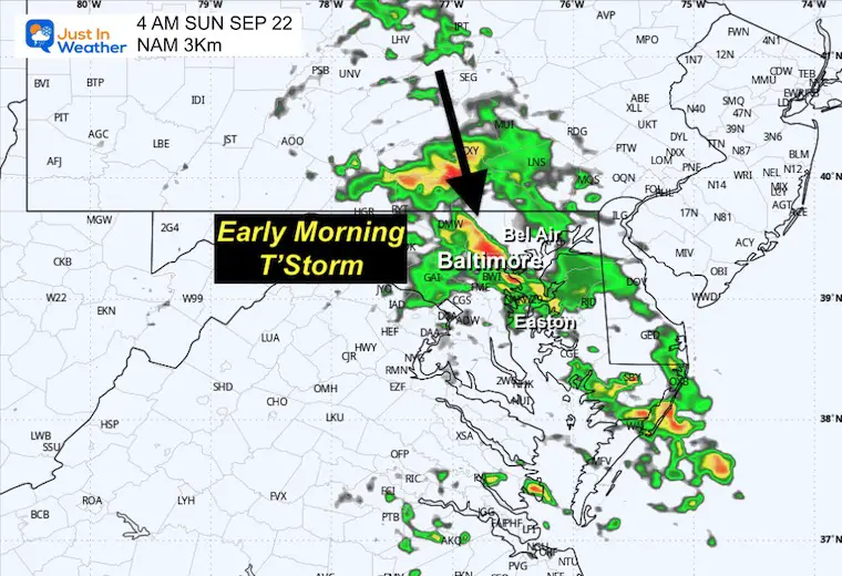 September 21 weather storm radar Sunday 4 AM NAM