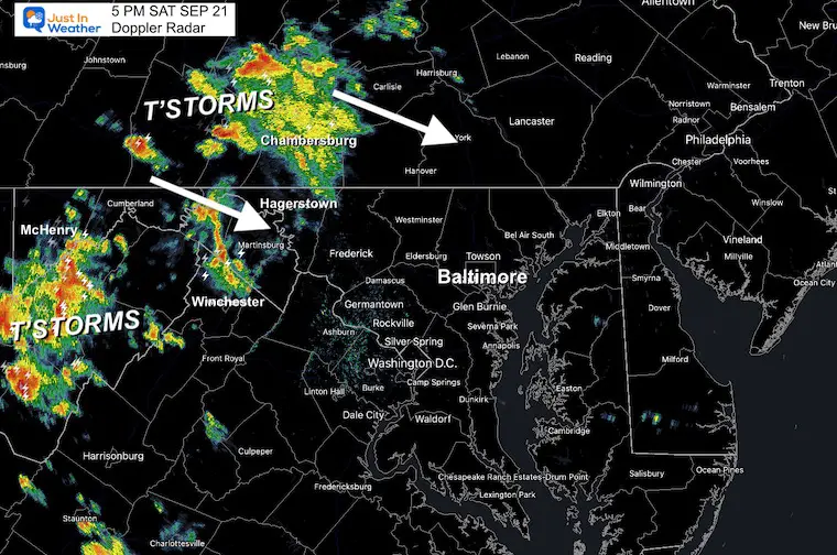 September 21 storm doppler radar Saturday evening