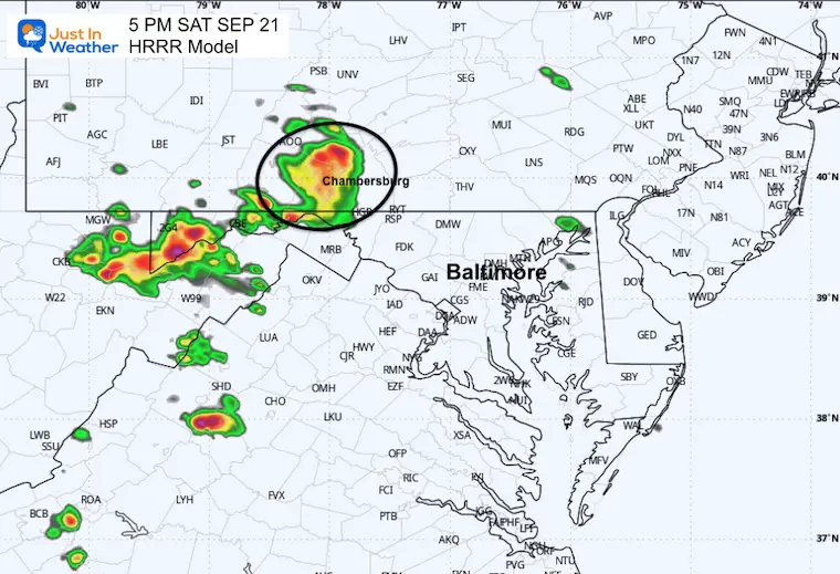 September 21 storm doppler radar Saturday evening HRRR