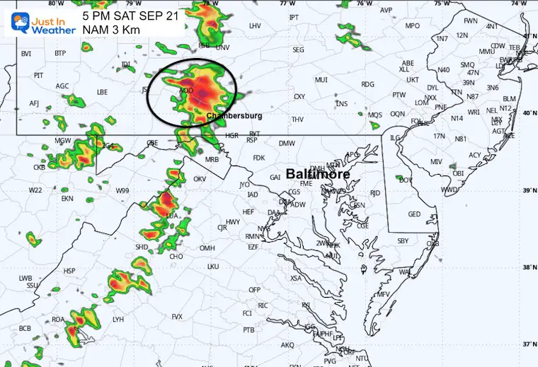 September 21 storm doppler radar Saturday evening NAM