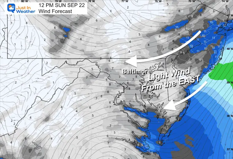 September 21 weather wind Sunday noon