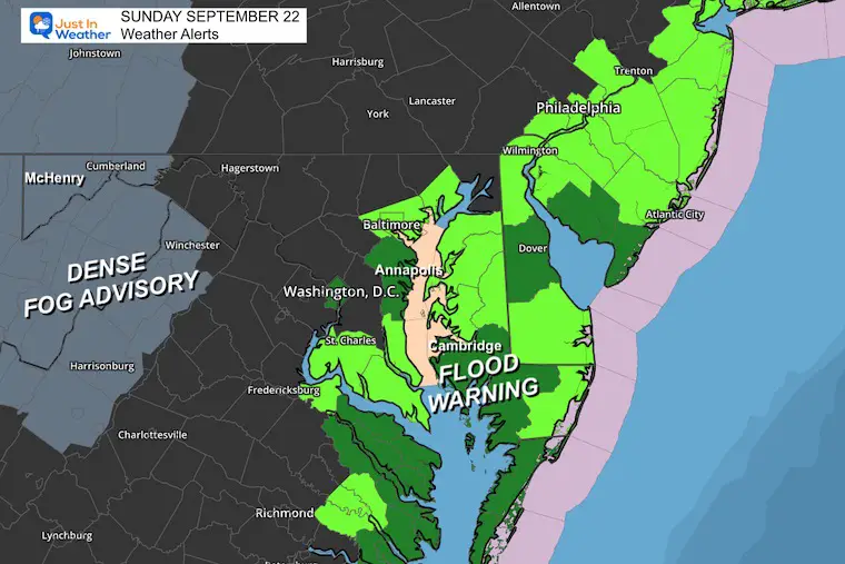 Coastal flooding weather warning for September 22