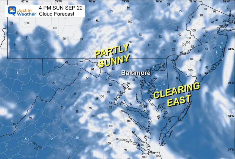 Weather forecast September 22 clouds Sunday afternoon