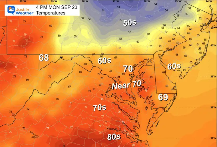 Weather forecast September 22 temperatures Monday afternoon 