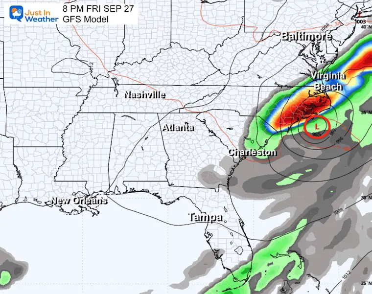 September 22 Tropical Storm Forecast GFS Friday Night