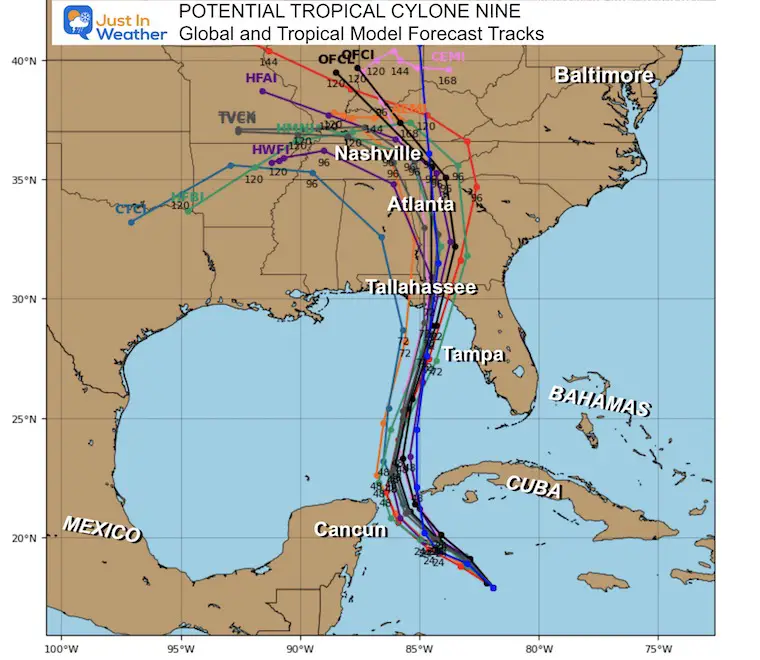 September 23 Tropical Storm Hurricane Forecast Model Tracks