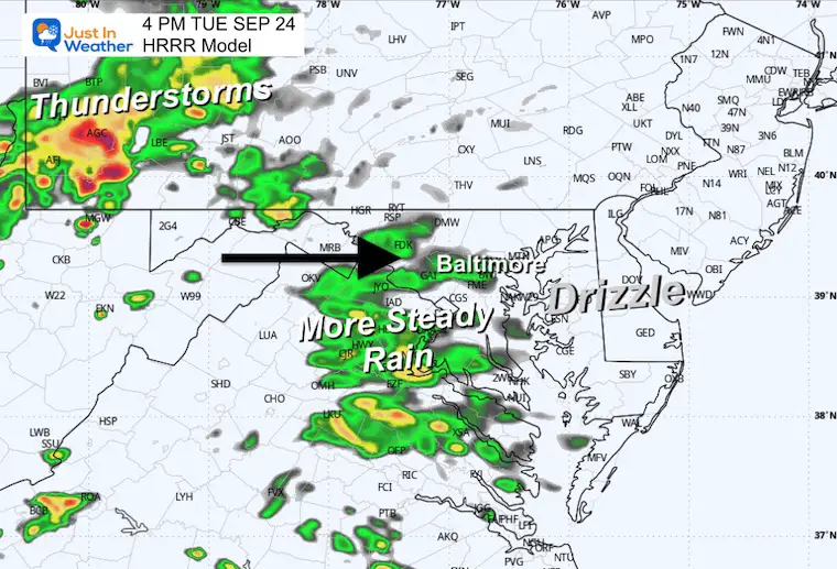 September 24 weather forecast radar rain Tuesday afternoon