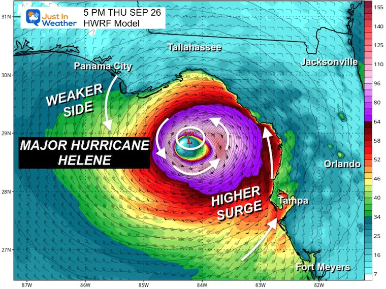 September 25 Tropical Storm Helene Forecast HWRF Thursday evening