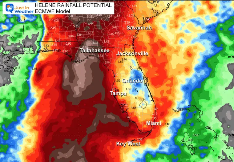 September 25 Hurricane Helene Forecast Rain Florida