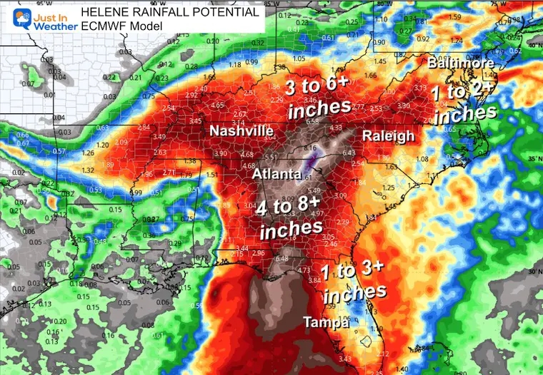 September 25 Hurricane Helene Forecast Rain