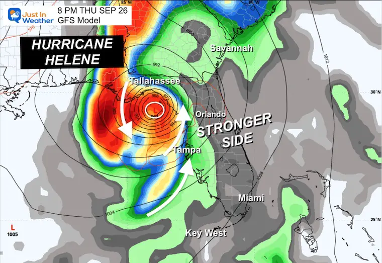 September 25 weather hurricane Helene landfall forecast GFS Thursday