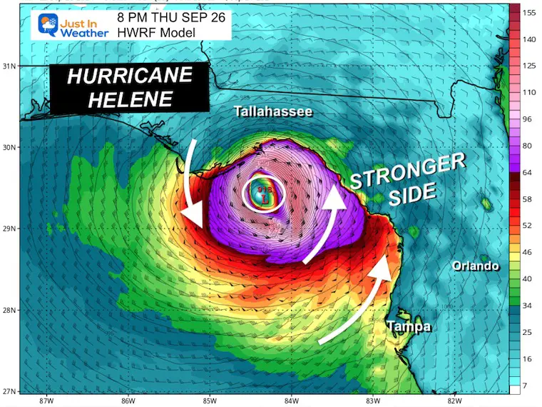 September 25 weather hurricane Helene landfall forecast HWRF Thursday