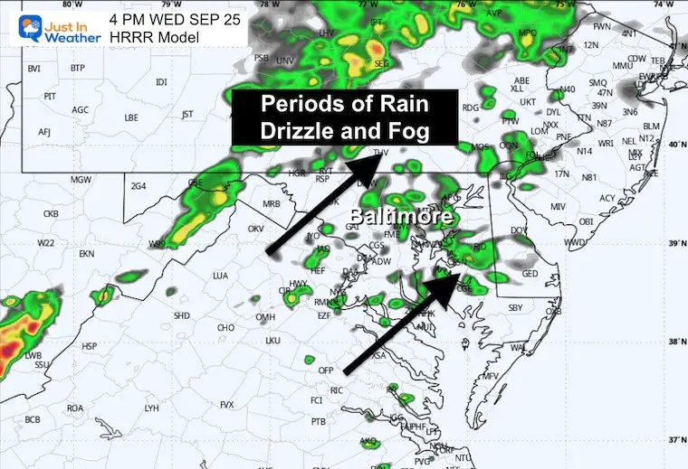 September 25 weather rain Wednesday afternoon