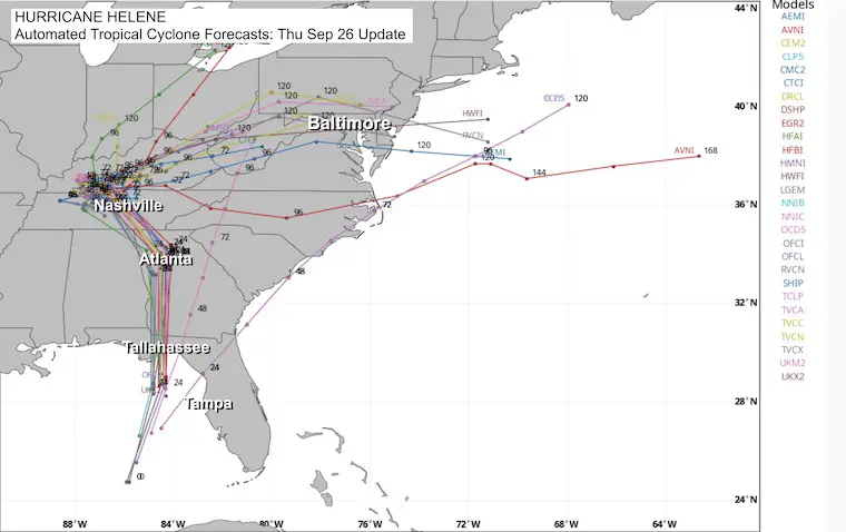 September 26 Hurricane Helene Forecast Models Updated Afternoon