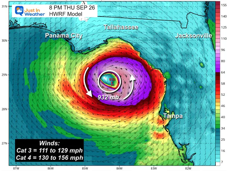 September 26 Hurricane Helene Forecast landfall Thursday Night HWRF