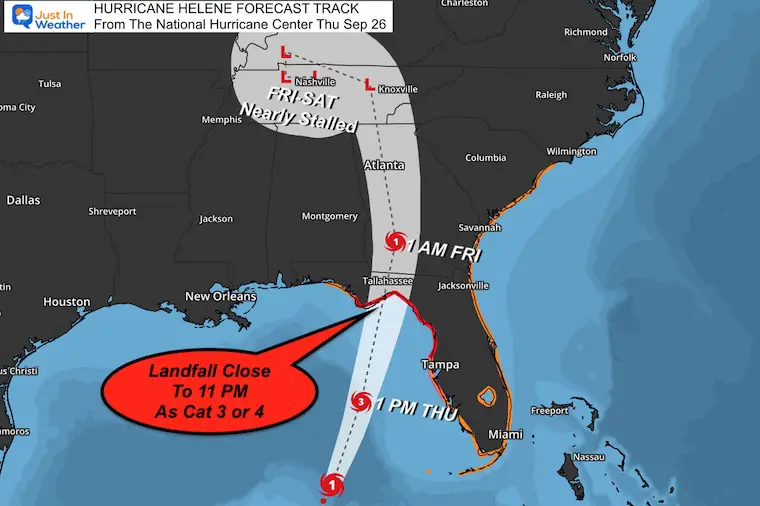 September 26 Hurricane Helene Forecast Track NHC