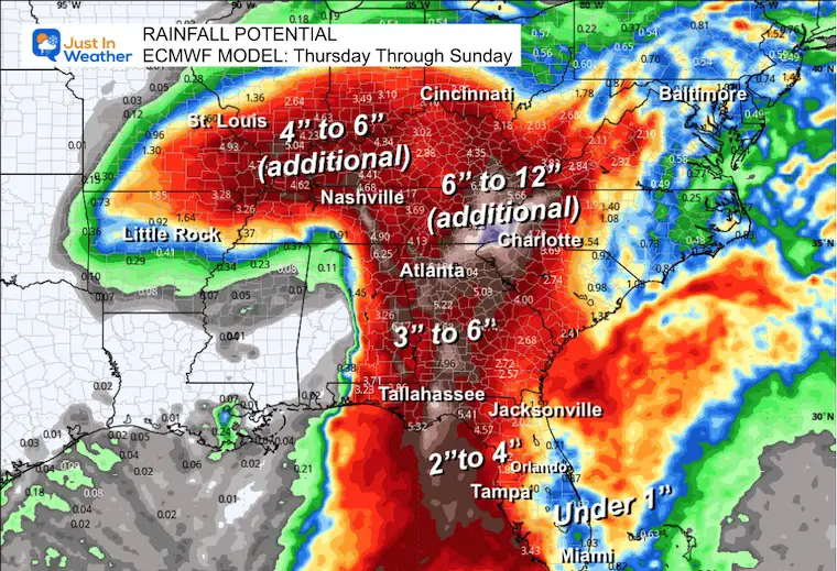 September 26 Helene rainfall forecast