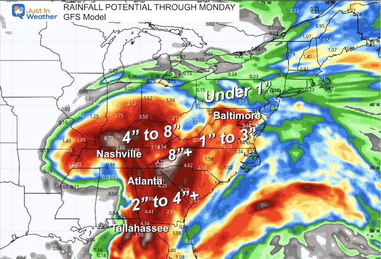 September 26 Hurricane Helene Rainfall GFS Eastern US