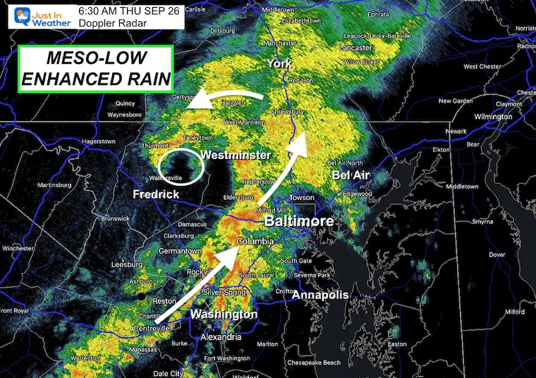 September 26 rain storm doppler radar Thursday morning 