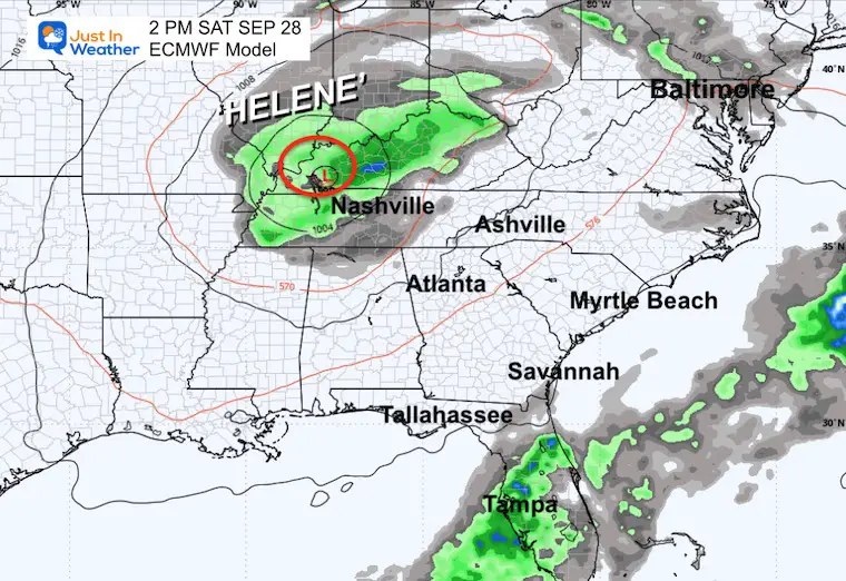 September 27 weather helene forecast Saturday