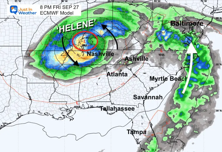 September 27 weather helene forecast Friday night