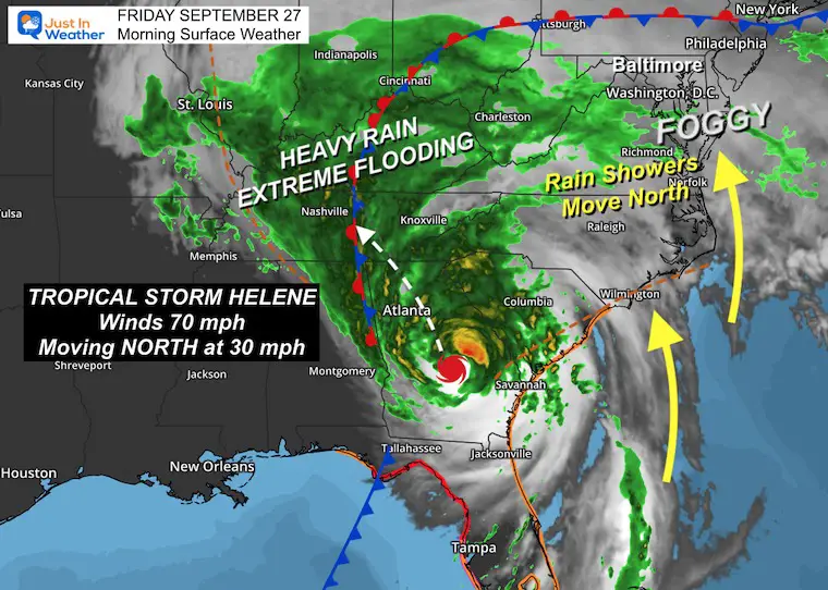 September 27 weatehr tropical storm Helene Friday morning