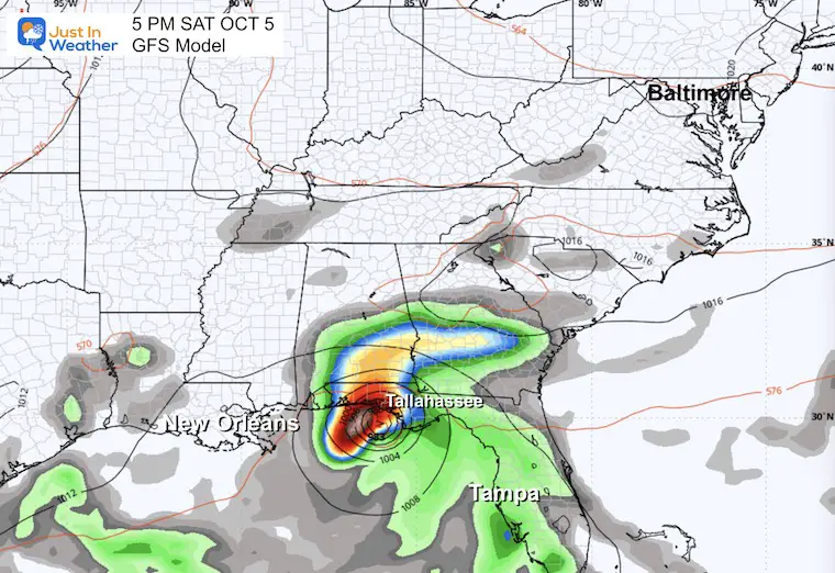 September 29 tropical storm Saturday GFS