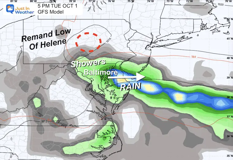 September 29 weather rain Tuesday evening