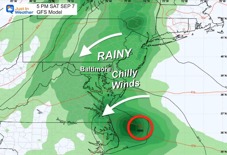 September 3 weather forecast rain Saturday evening