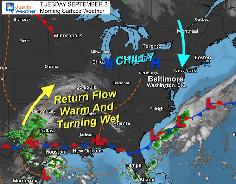 September 3 weather Tuesday morning