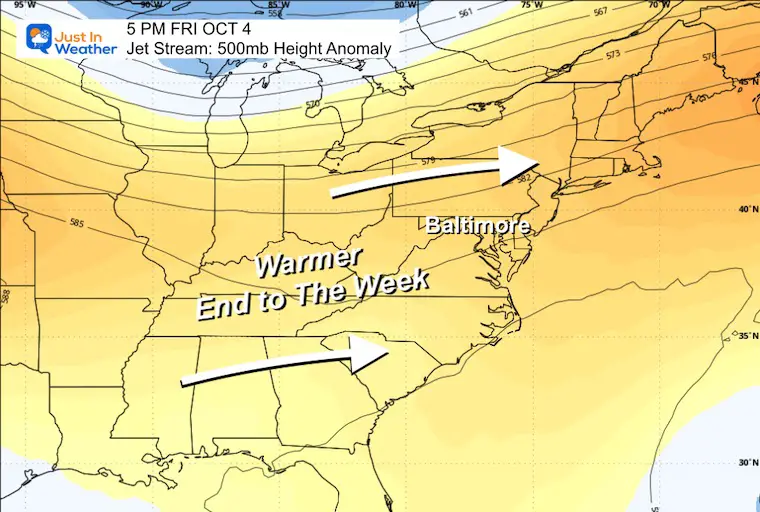 September 30 weather jet stream warm Friday