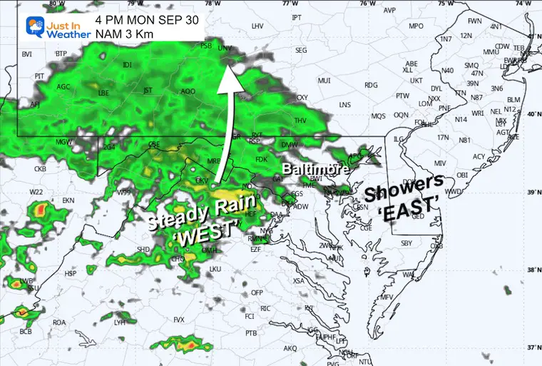 September 30 afternoon rain and storm radar forecast