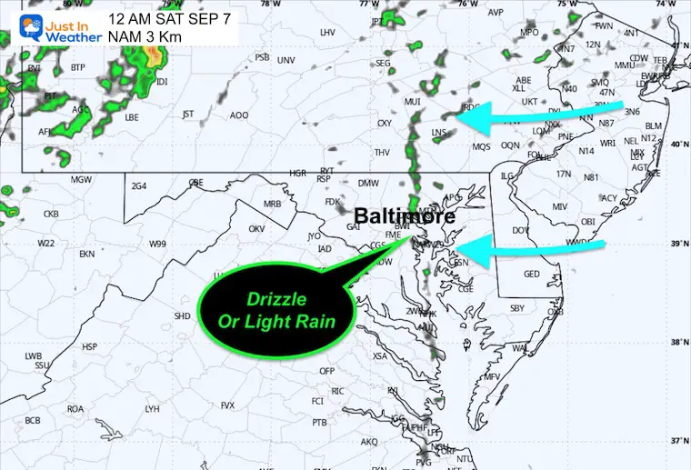 September 5 weather rain forecast Friday midnight