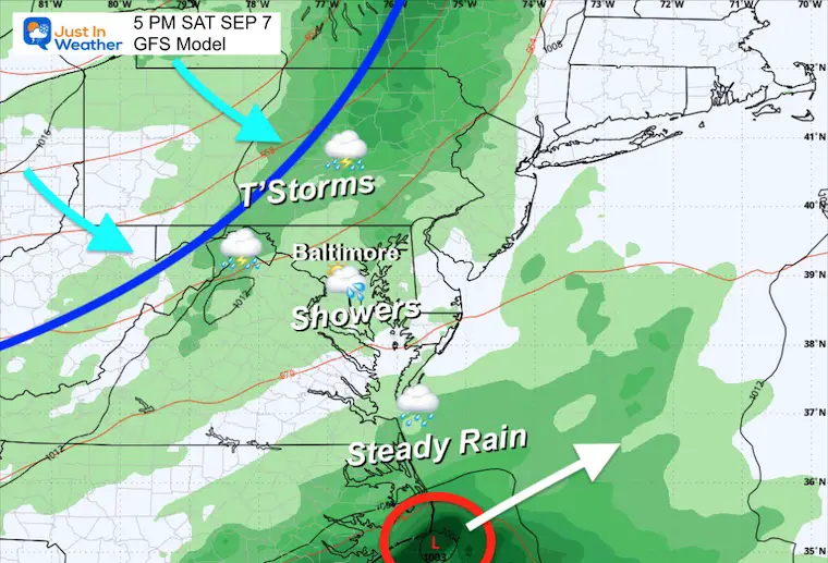 September 5 weather forecast rain Saturday