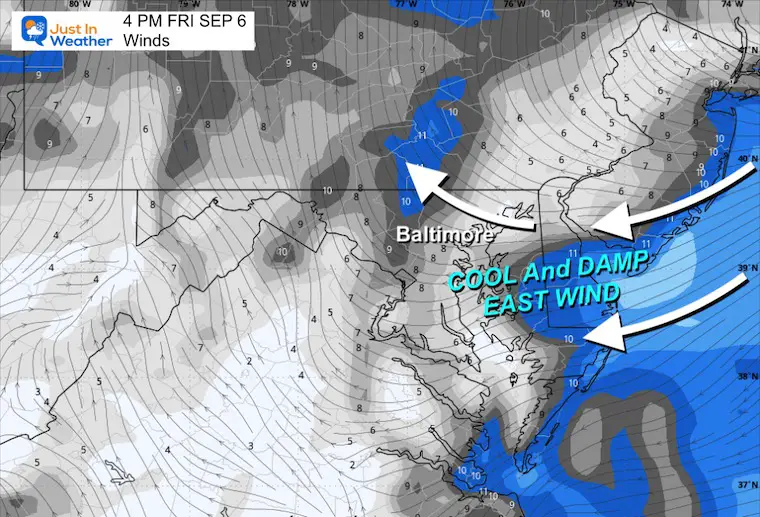 September 5 weather wind forecast Friday afternoon