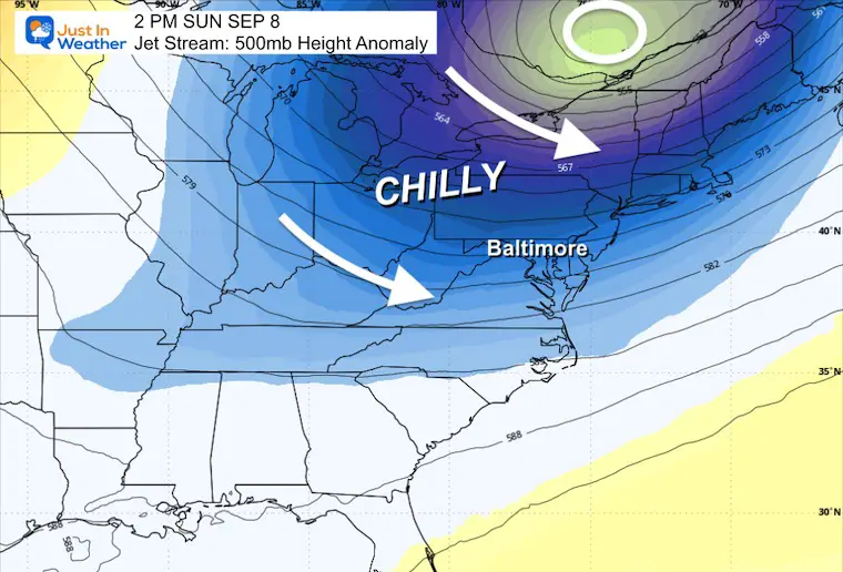 September 6 weather jet stream Sunday