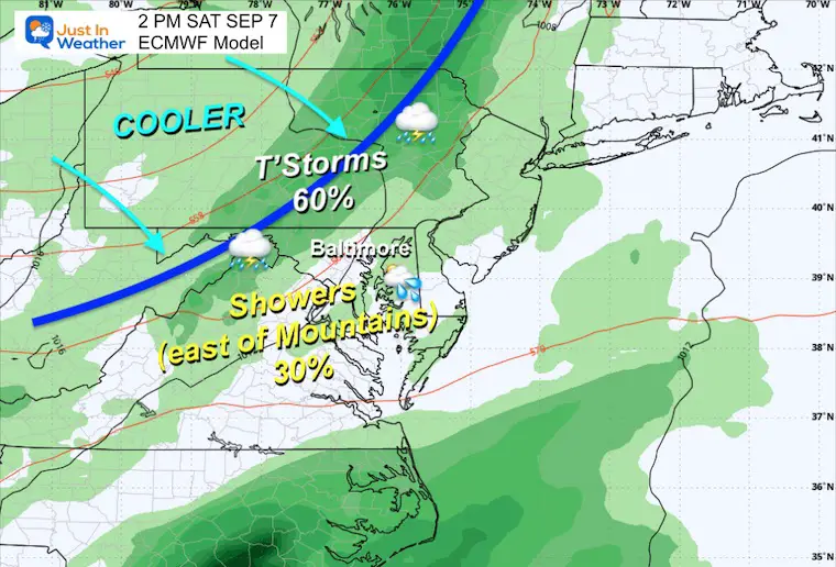 September 6 weather rain Saturday afternoon