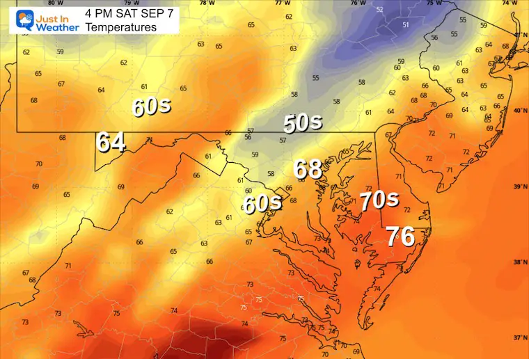 September 6 weather temperatures Saturday afternoon