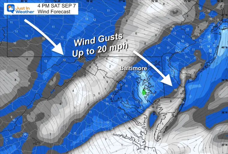 September 6 weather wind Saturday afternoon