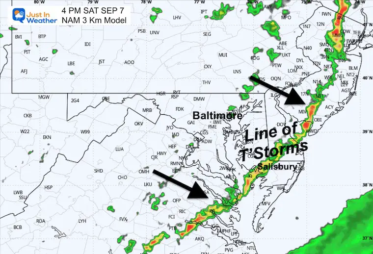 September 7 weather rain radar Saturday 4 PM