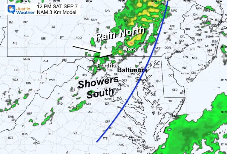 September 7 weather rain radar Saturday Noon