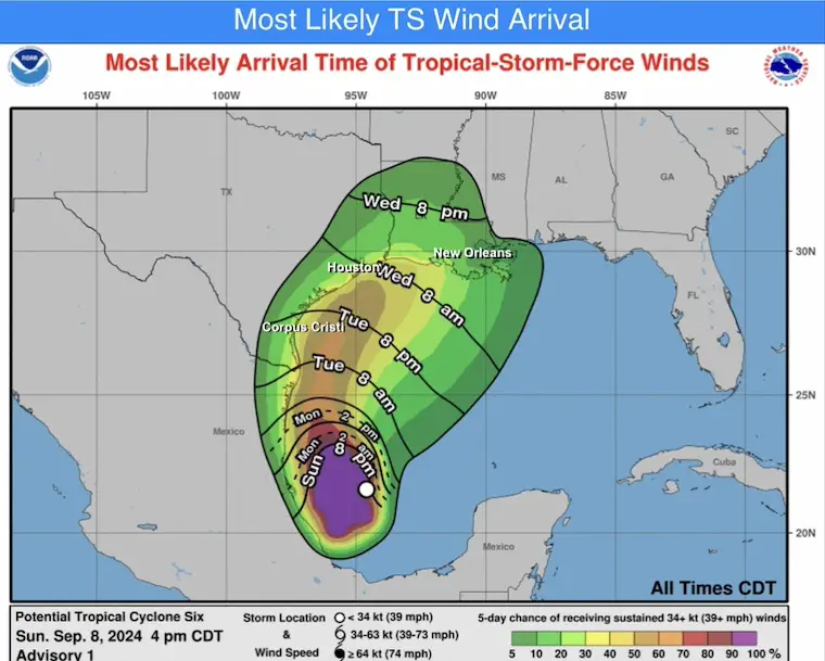 September 8 Tropical Storm Francine Cyclone Six forecast wind National Hurricane Center