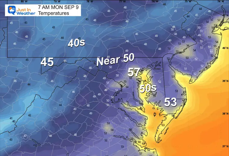 September 8 weather temperatures Wednesday morning