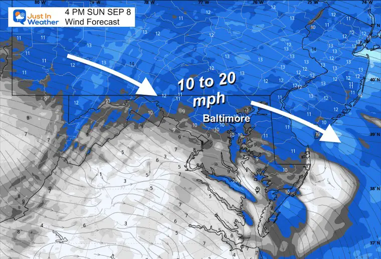 September 8 weather wind forecast Sunday afternoon